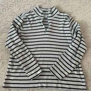L.L. Bean Black and Gray Striped Top